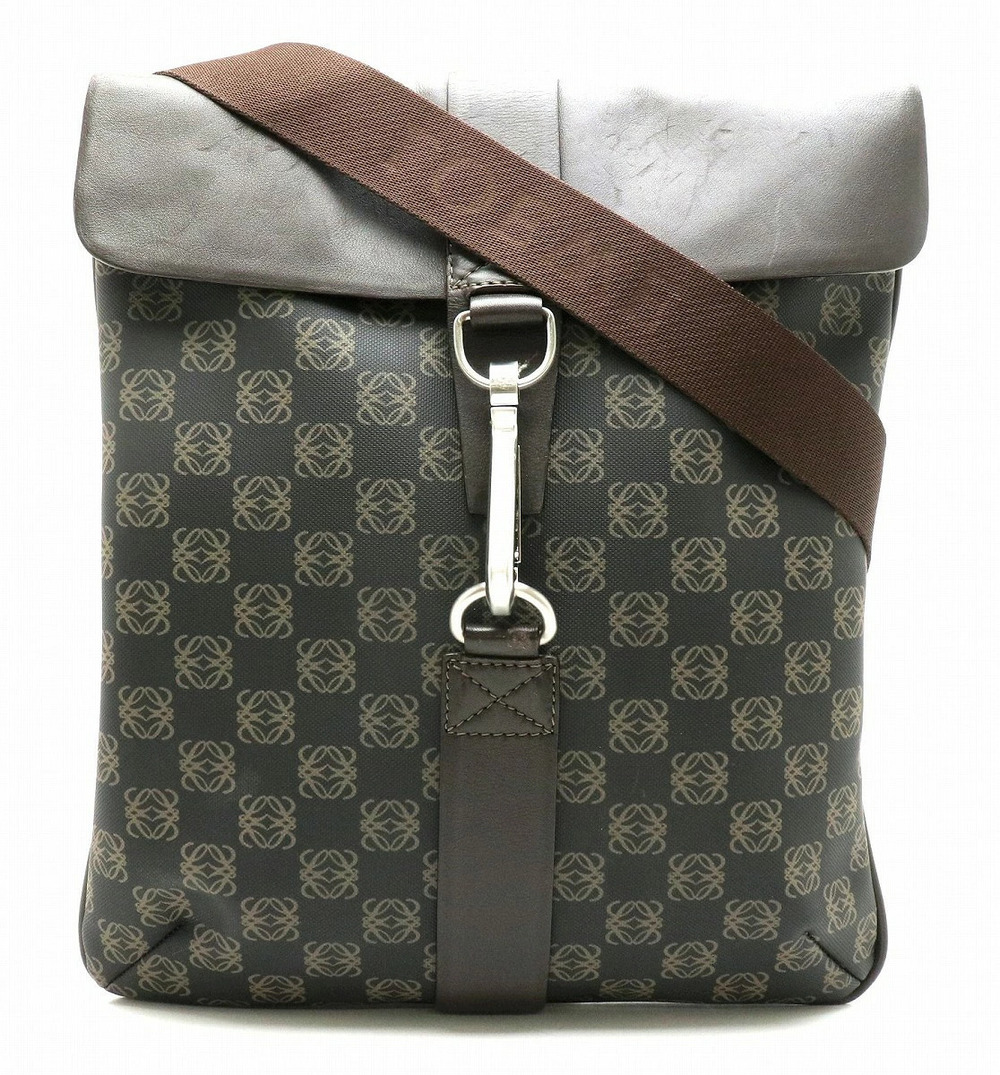 Loewe Anagram Leather Crossbody Bag Dark Brown